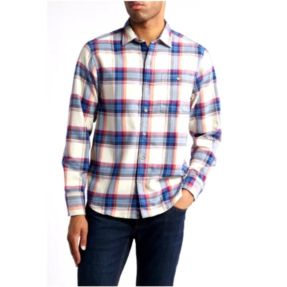 Tommy Bahama Men's Bleached Sand Canyon Beach Window Pane Button-Up Shirt Size S
